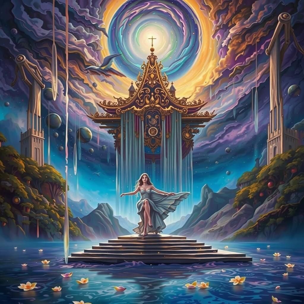 Lifeboat Serenity: Hyperrealistic Dark Fantasy Sunset