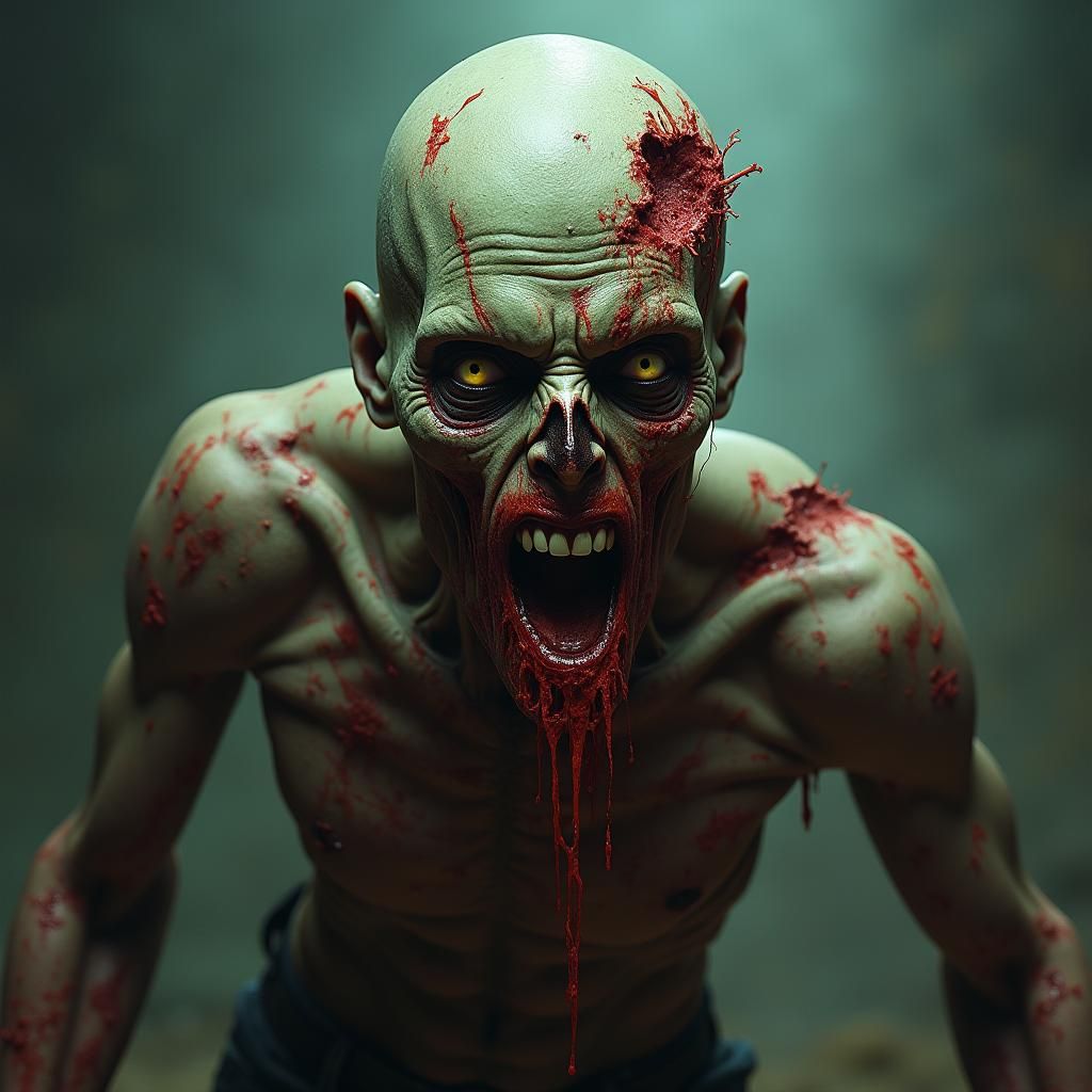 Grotesque Zombie Portrait in Comic Book Style