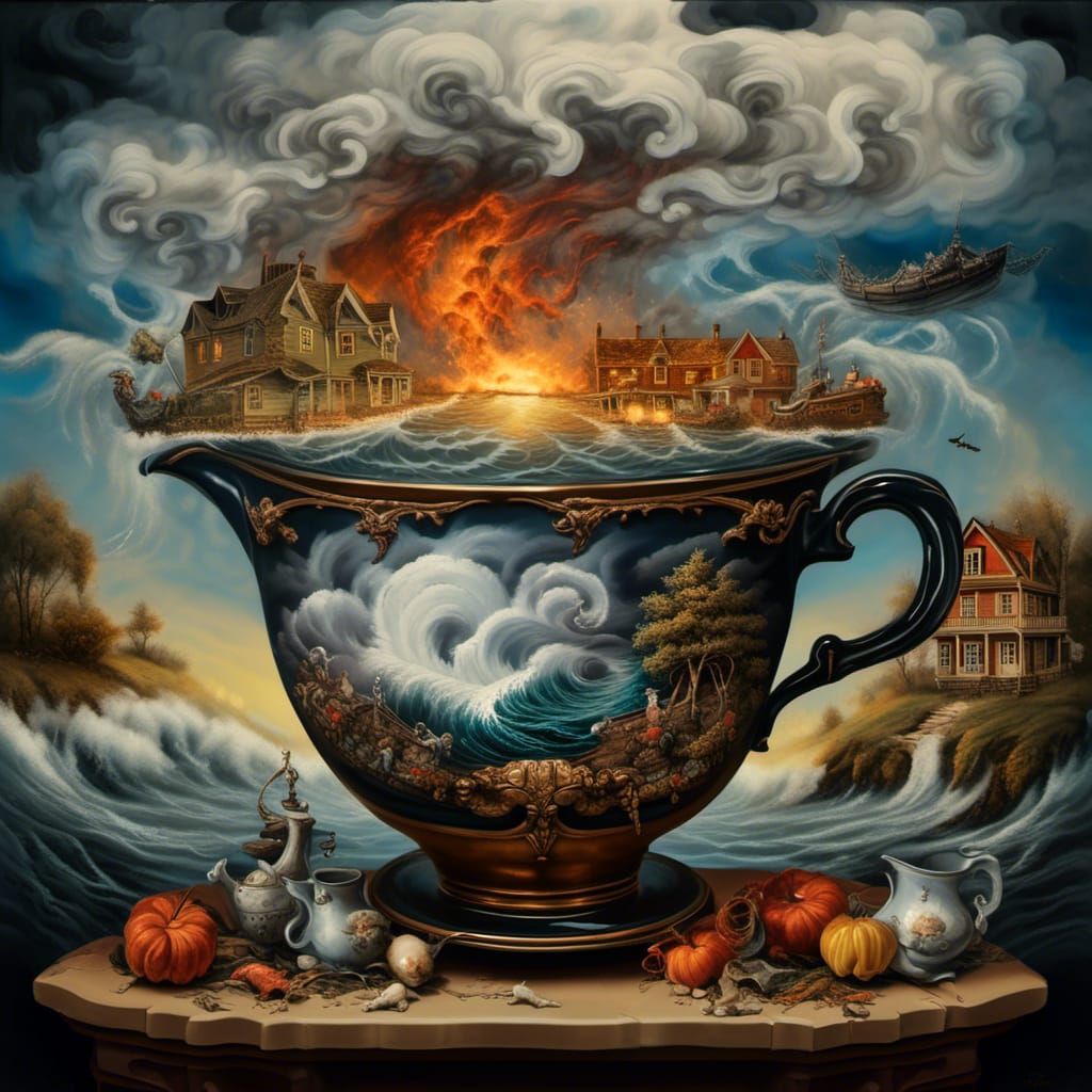 Tempest in a Teapot: Stormy Dreamcore Collage