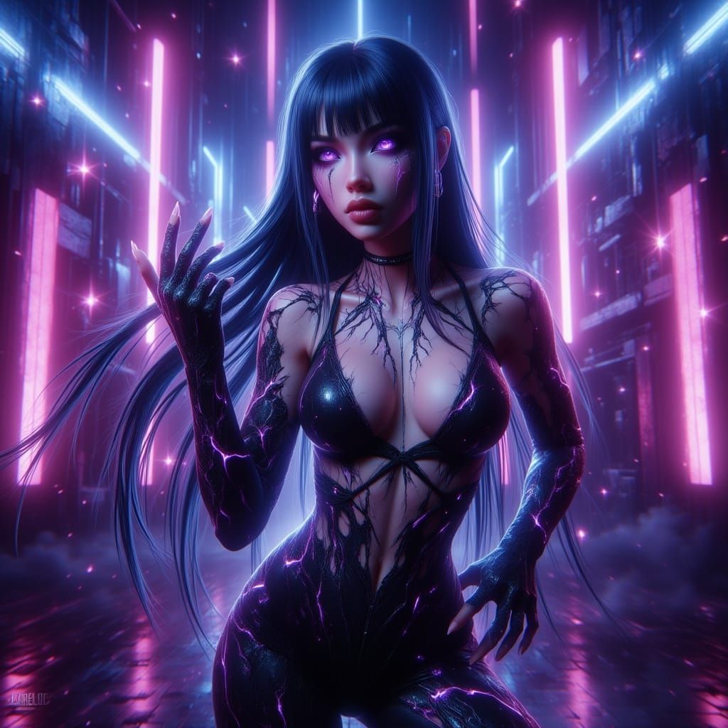 Kpop Demon Hunter Girl on Stage in Digital Art Style