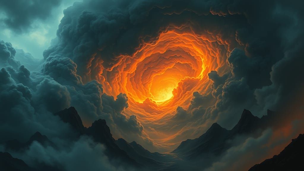 Fiery Vortex in Mystical Nightmare Landscape