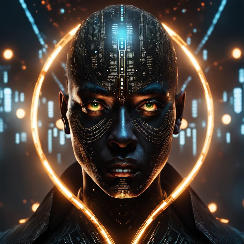 Epic Surreal Cyborg Android in Black Robe