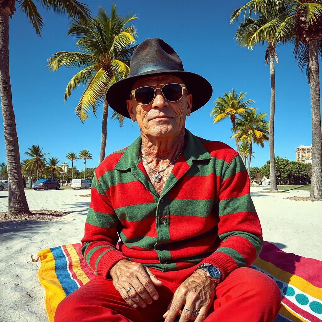 The real life inspiration for Freddy Krueger on a beach