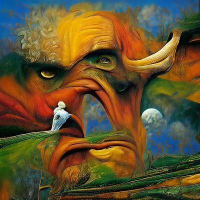 Angry Man in Surreal Expressionist Style