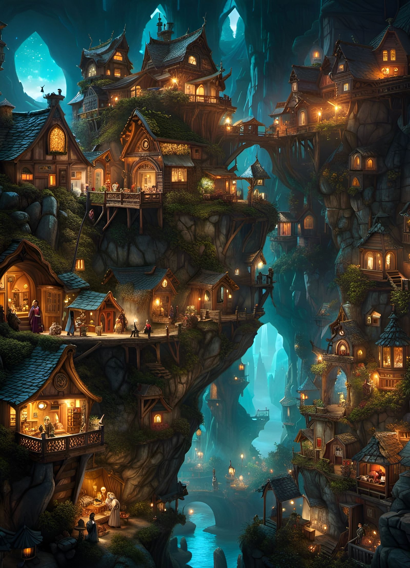 Glowing Geode Home to Tiny Faerie Village