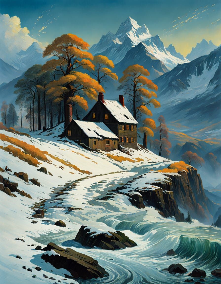 Romantic Landscape Painting with Luminous Details