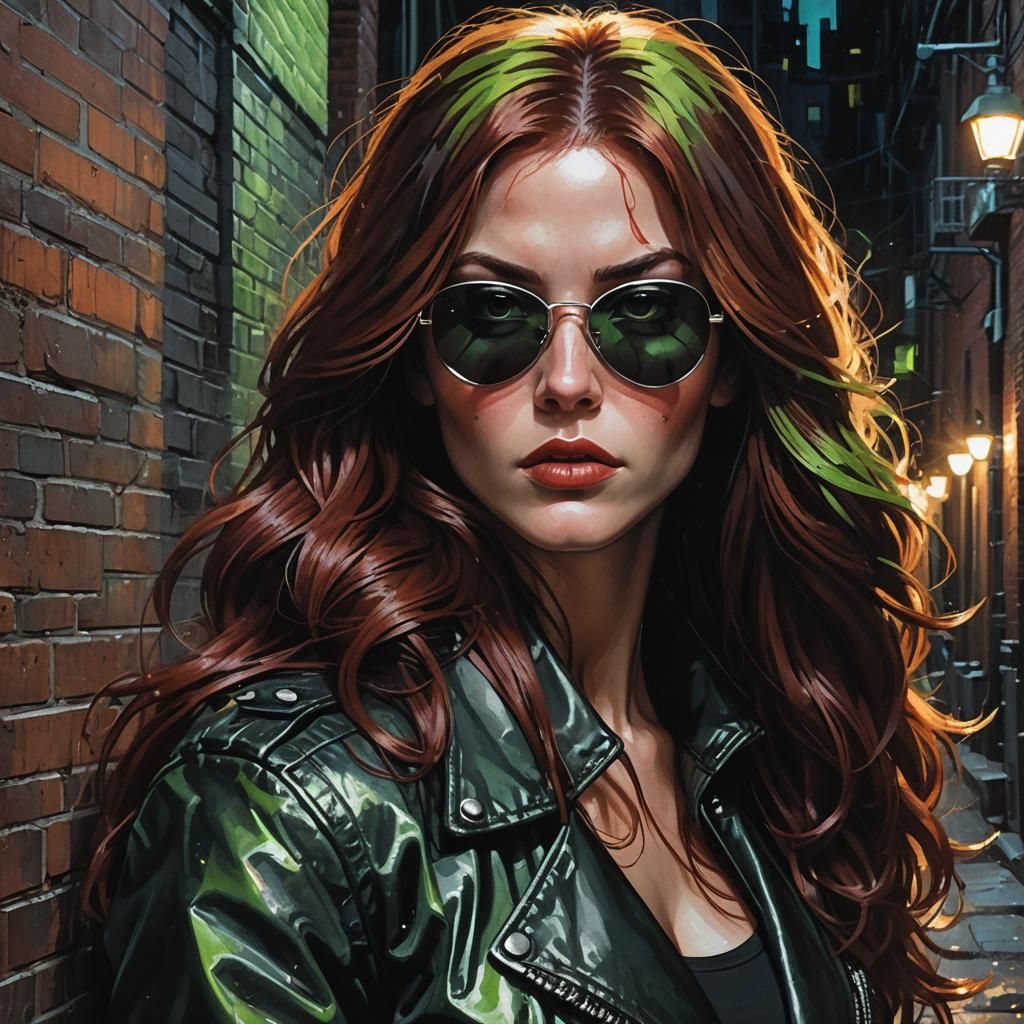 Dark Fantasy Woman in Dimly Lit Alley