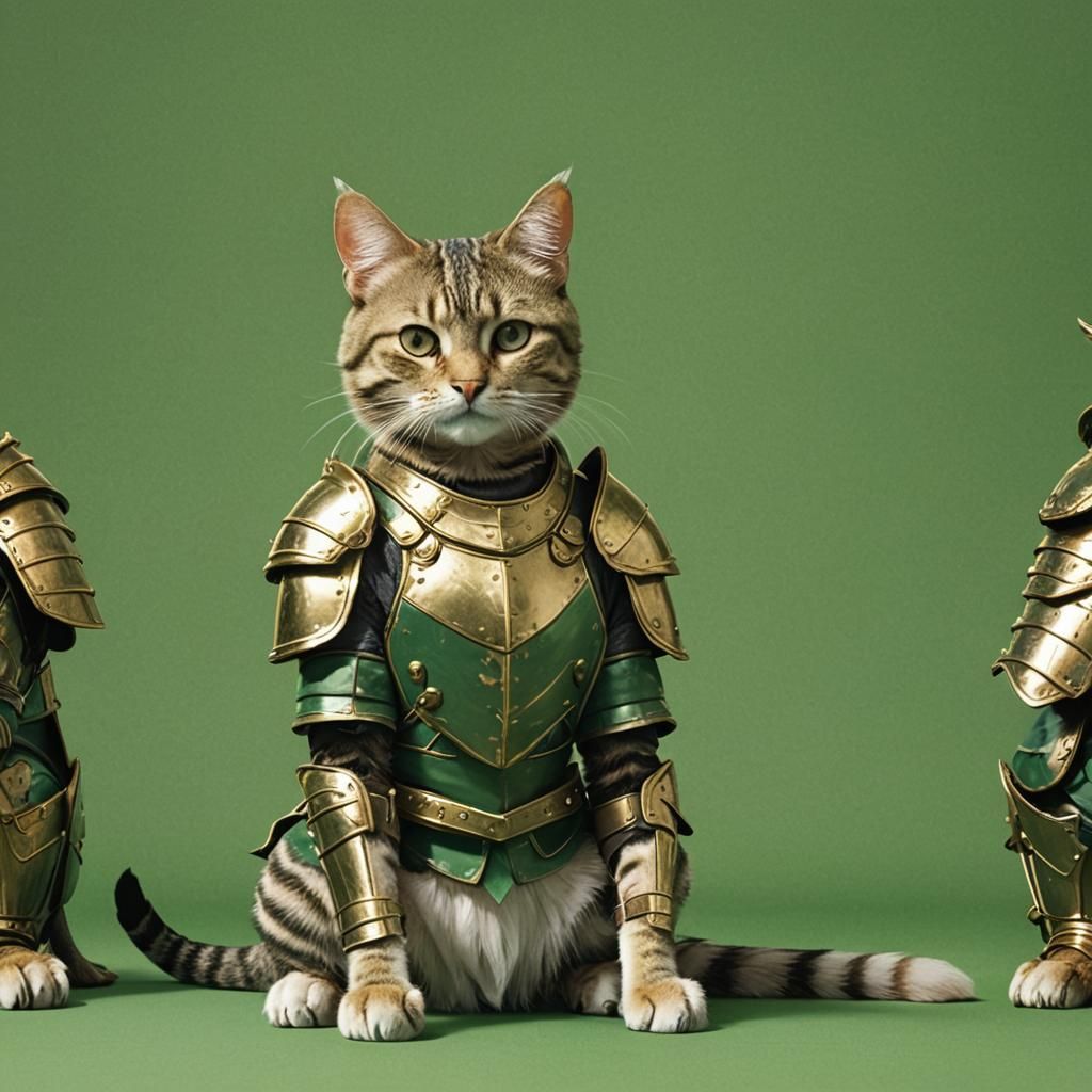 Armored Cat in 3D Anime Style