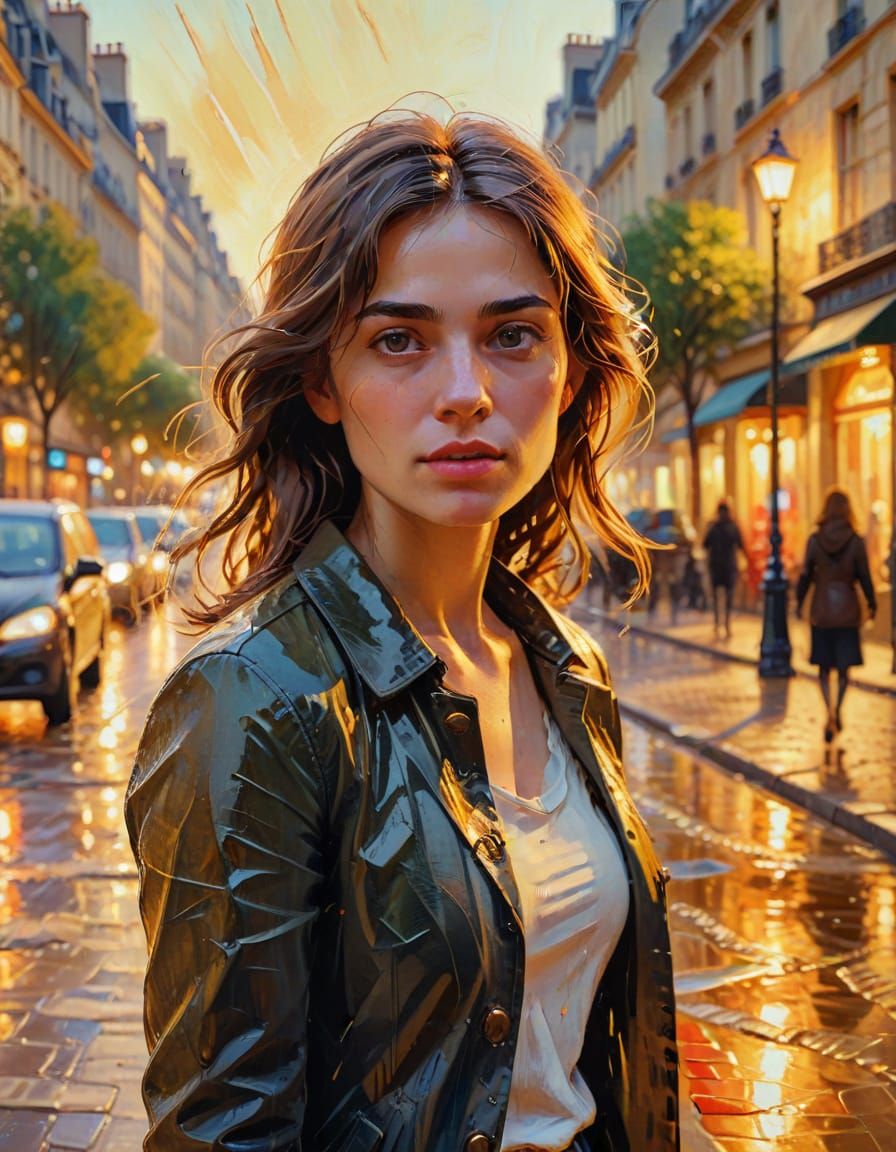 Woman Stops Time in Paris: Impressionistic Encrustique