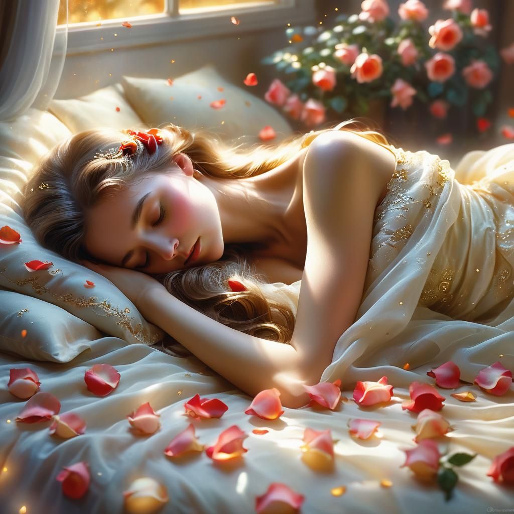 Ethereal Sleeping Woman in Dreamlike Fantasy Art