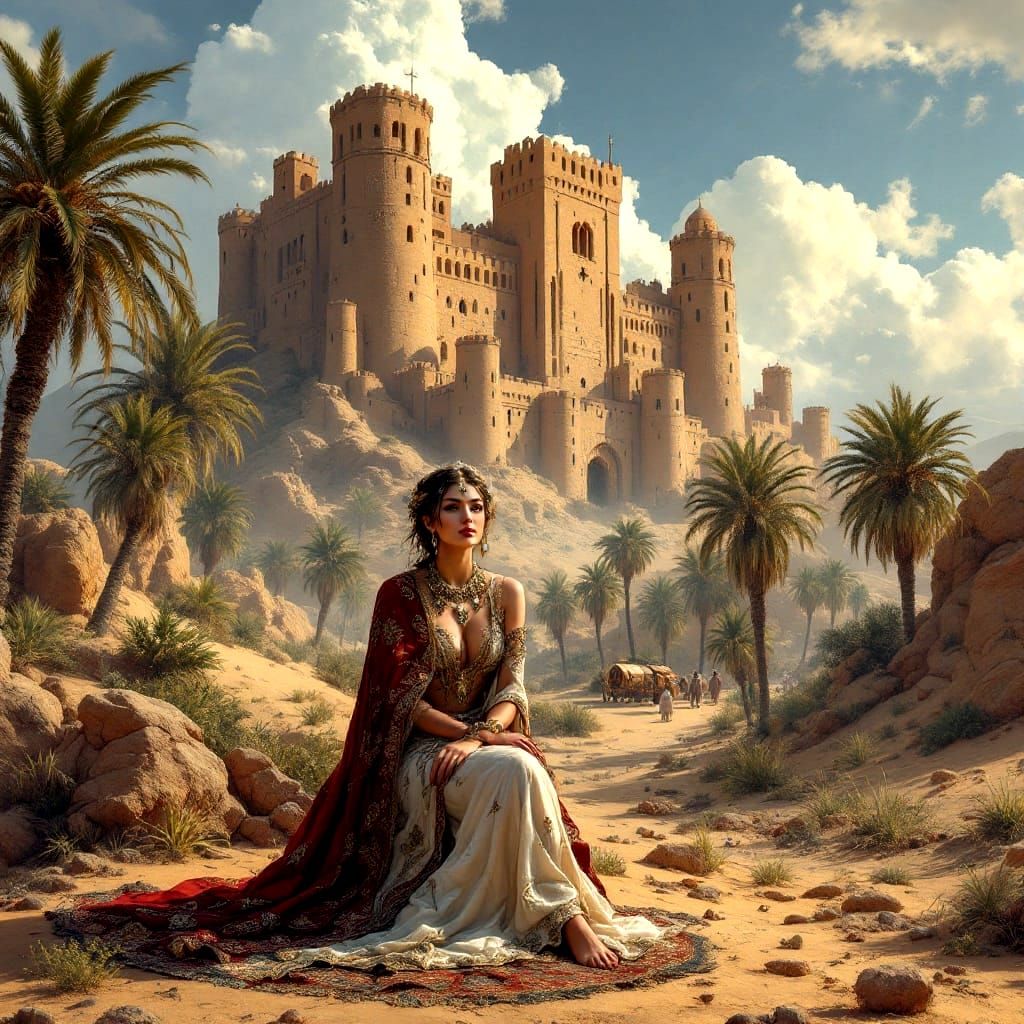 Ancient Oasis Castle Protects Desert Caravan