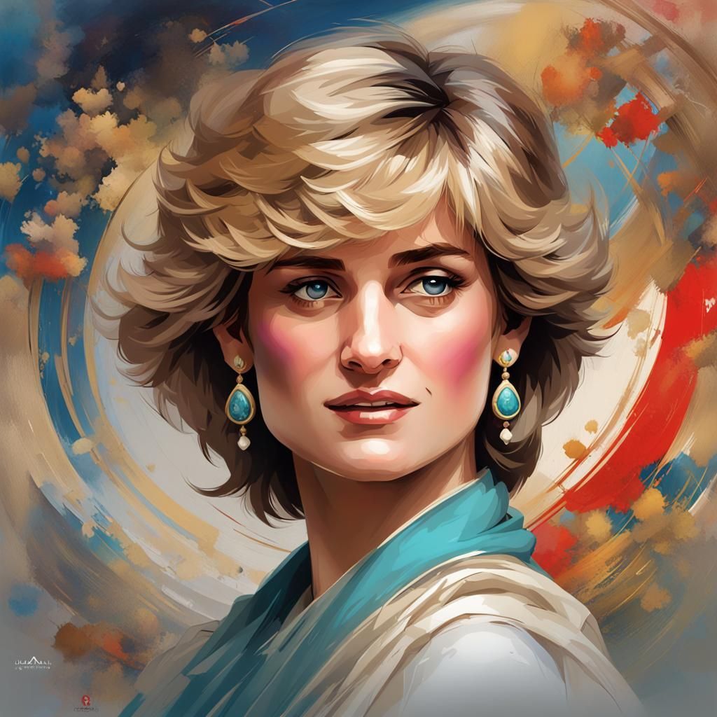 Elegant Portrait of Lady Diana in Hyperdetailed Style