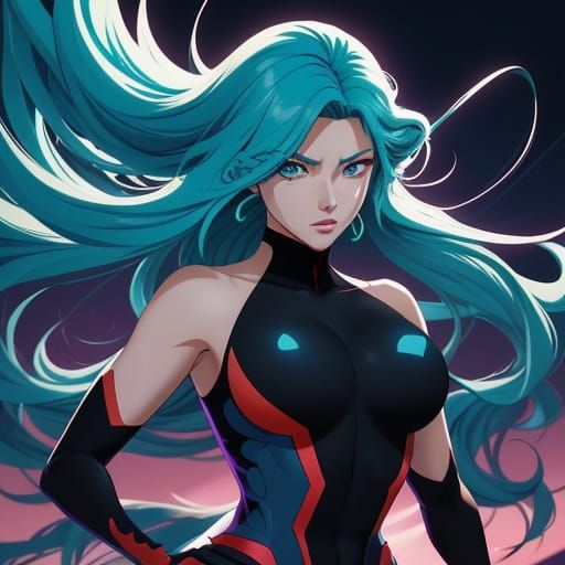 Manga Woman on Rooftop with Vibrant Cel-Shading