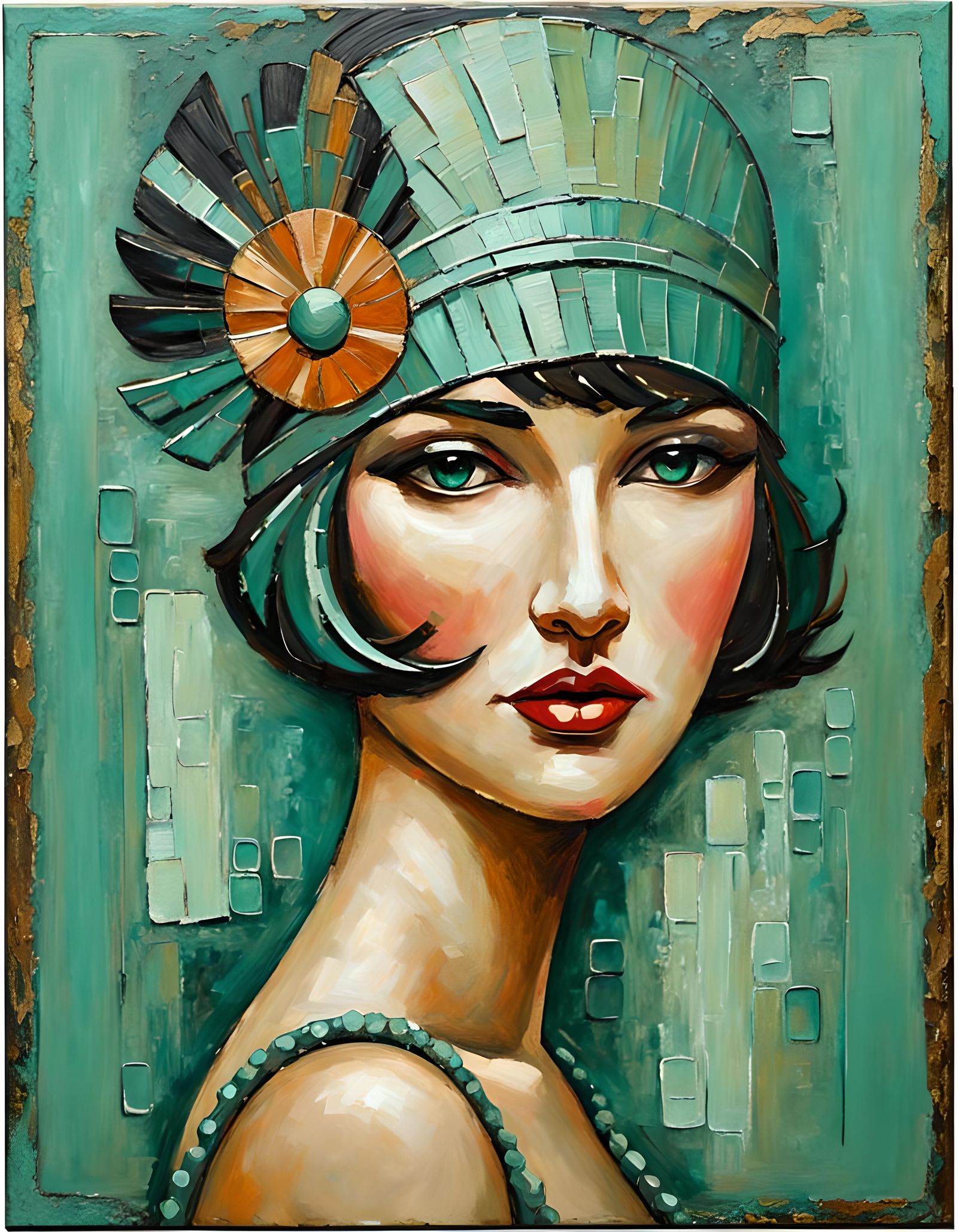 Abstract Art Deco Flappers in Tachisme Style
