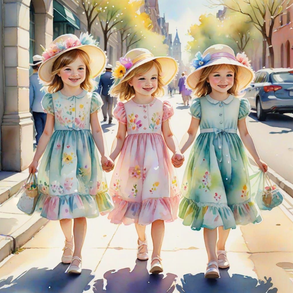 Vibrant Easter Parade Dresses in Whimsical Watercolor