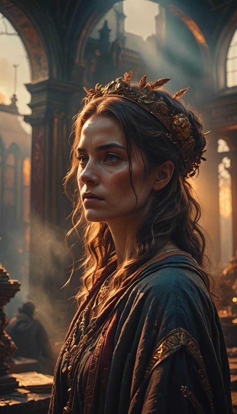 Contemplative Woman Portrait in Dutch Master Style