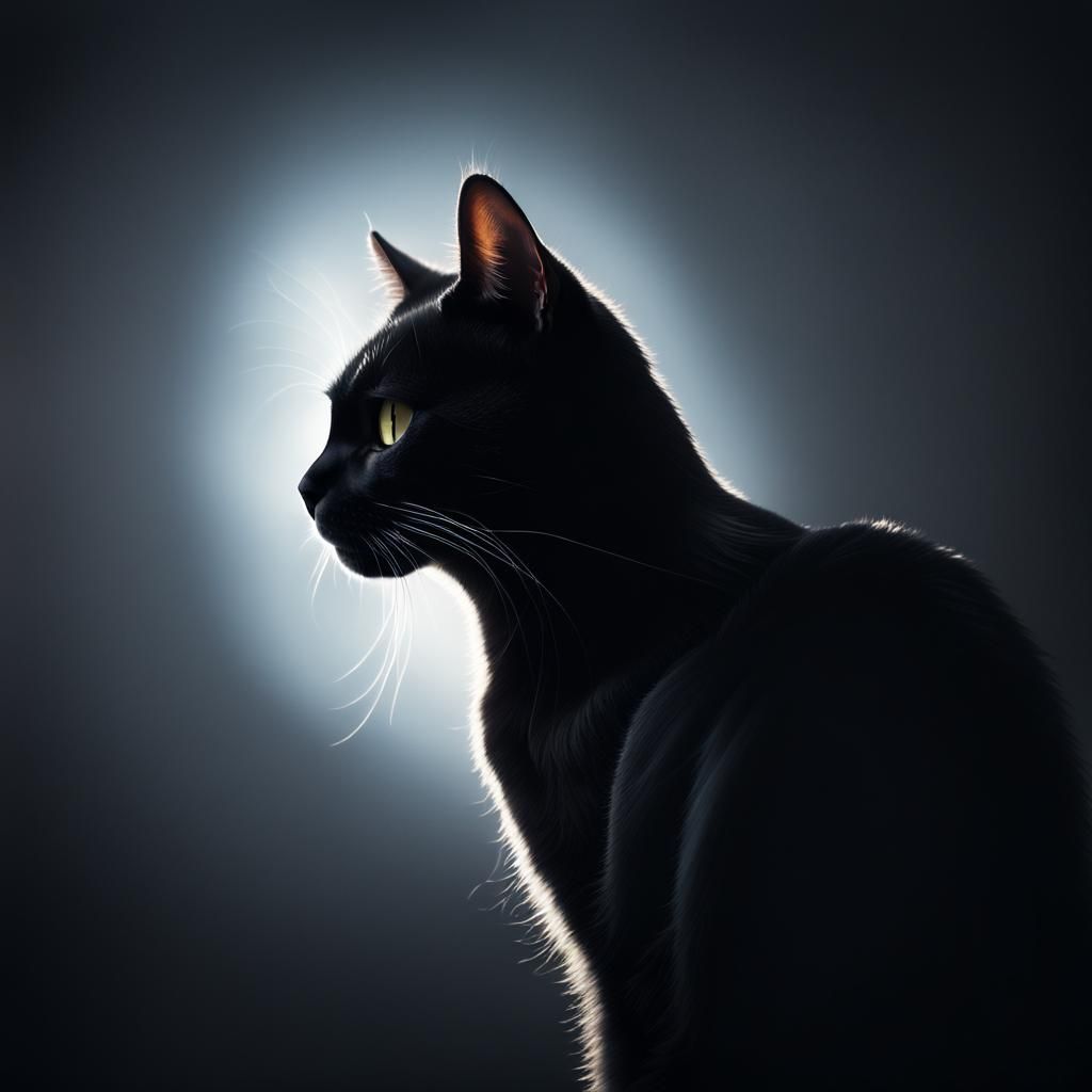 Silhouette of a black cat