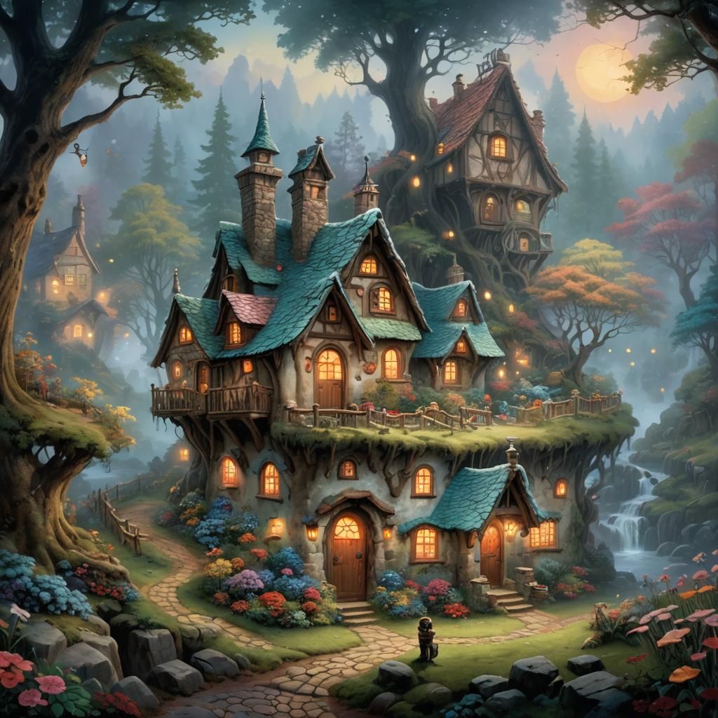 Hansel and Gretel's Gingerbread House in Ethereal Fantasy St...