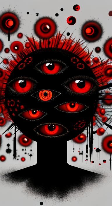 Surreal Abstract Cluster of Red Eyes