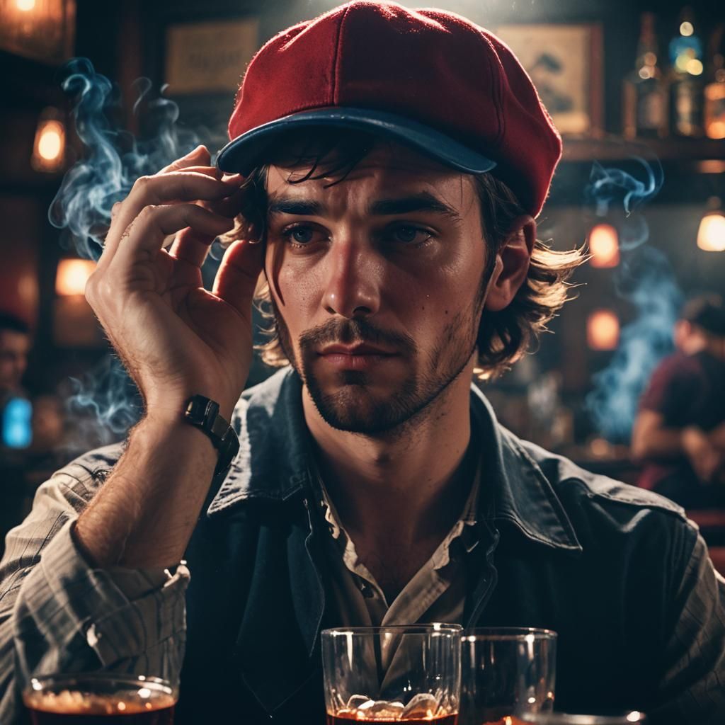 Film Noir Portrait: Young Man in Bar