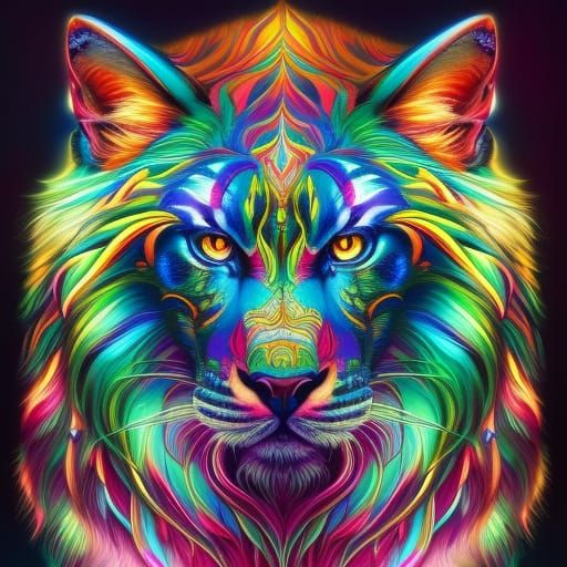 Neon Robot Tiger in Post-Apocalyptic Wonderland