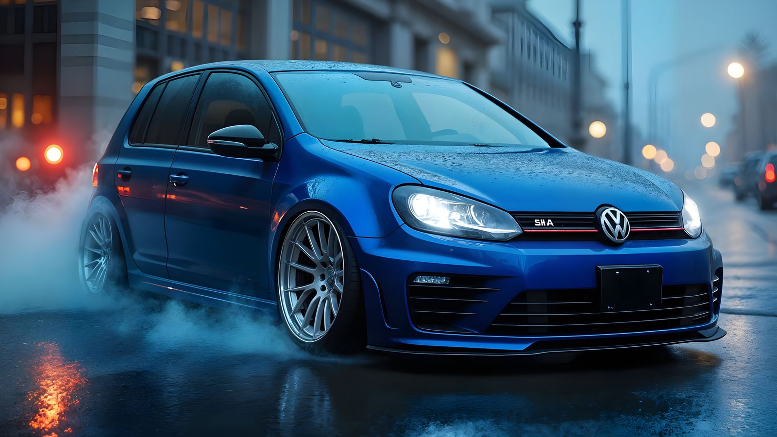 Vivid Blue VW Golf 4 with Muscle Car Engine