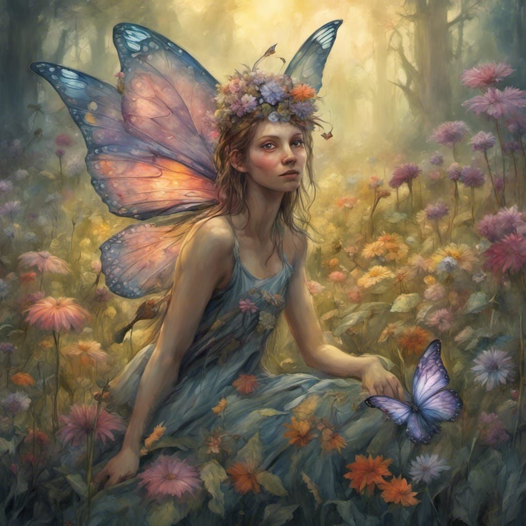 Ethereal Forest Fairy with Butterfly Wings