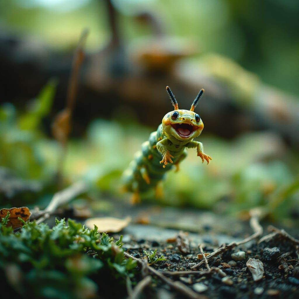 Cinematic Caterpillar Leap on 35mm Film