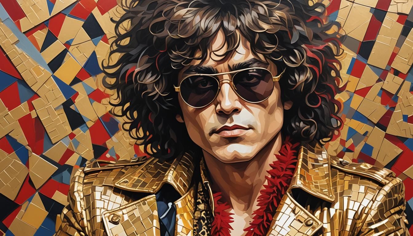 Marc Bolan Pop Art Portrait in Acrylics