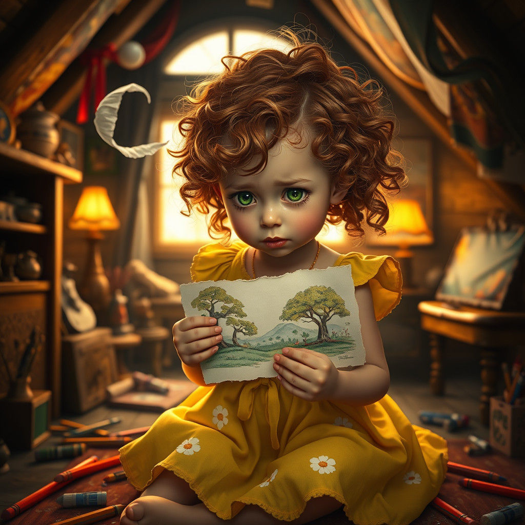 Girl's Anguish: A Heartbreaking Scene in Vibrant Color