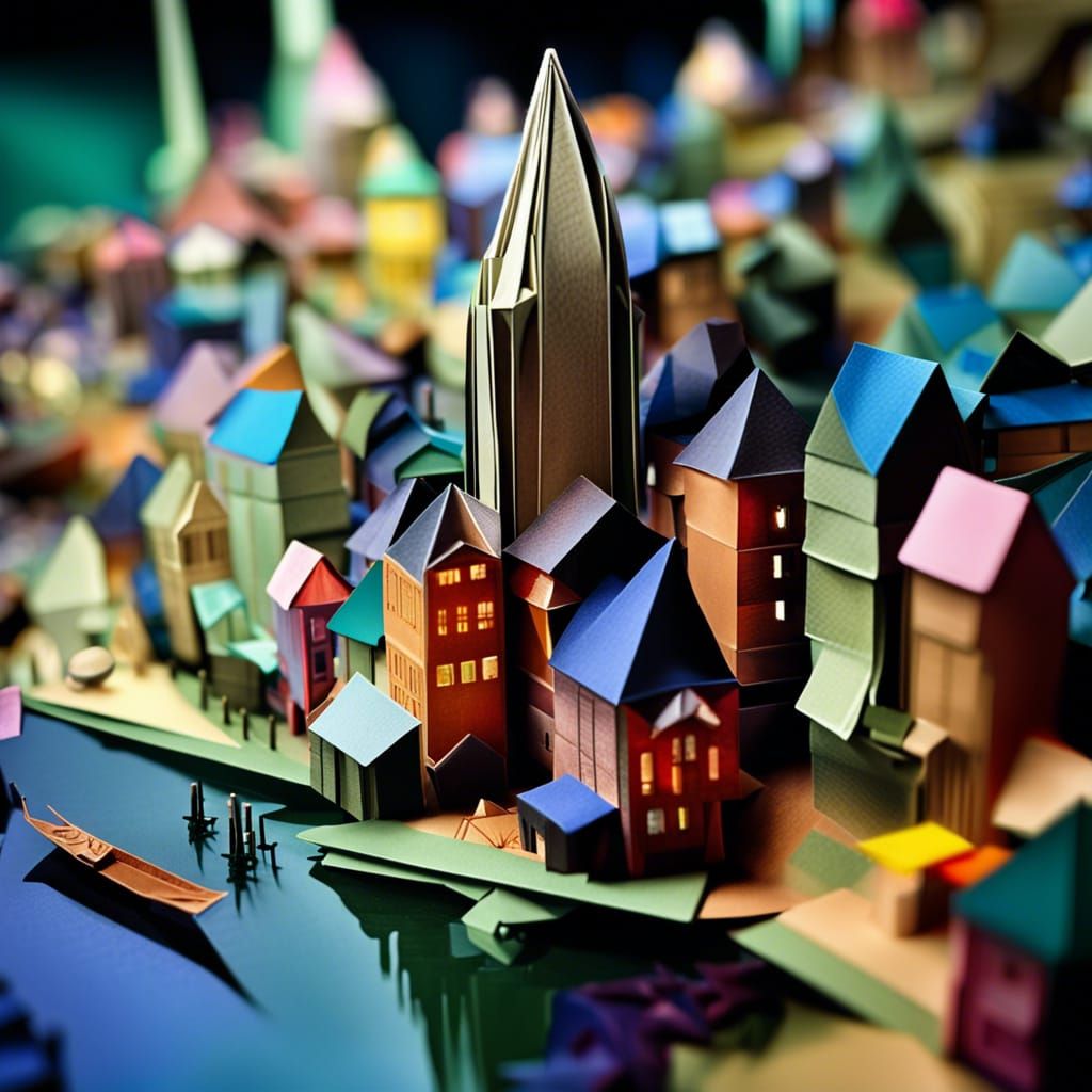 Papercraft Origami City by the Bay: Dark Academia