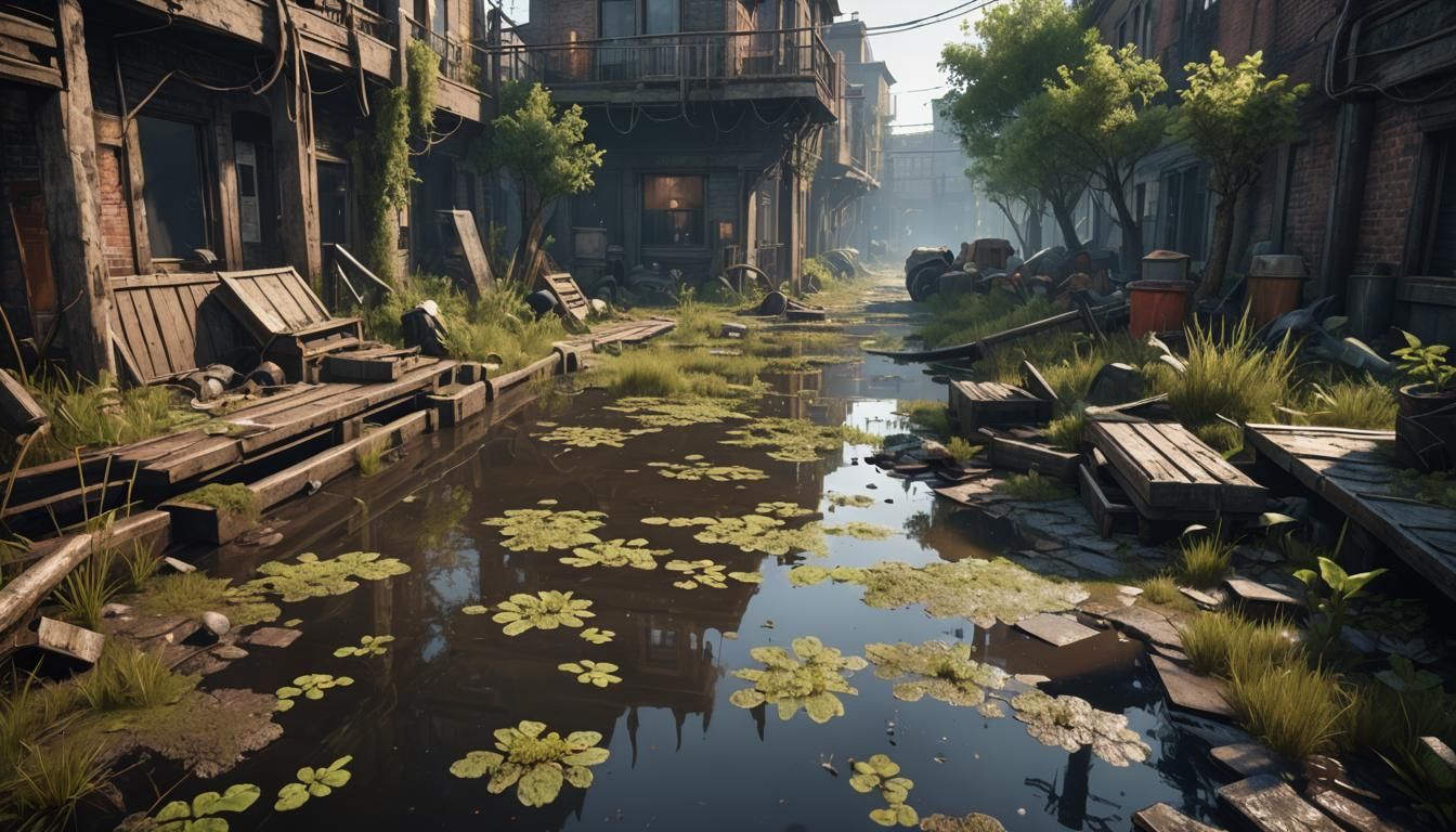 Swamp Alley in Cinematic 3D Style