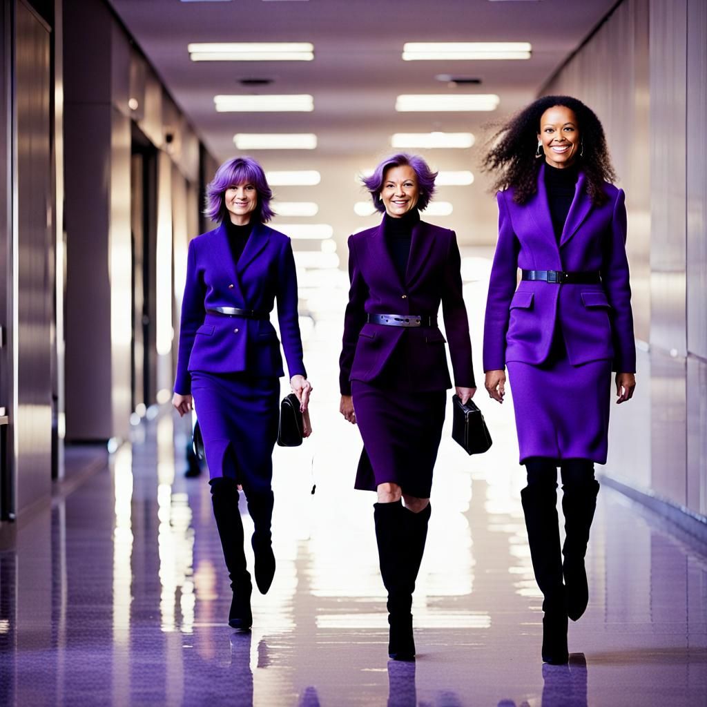 Businesswomen in Purple Cashmere Suits