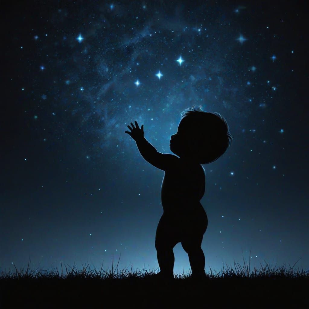 baby touching the shining stars