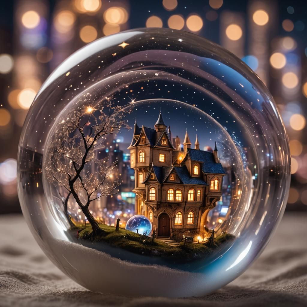 Ethereal Starlight City Inside Glass Ball