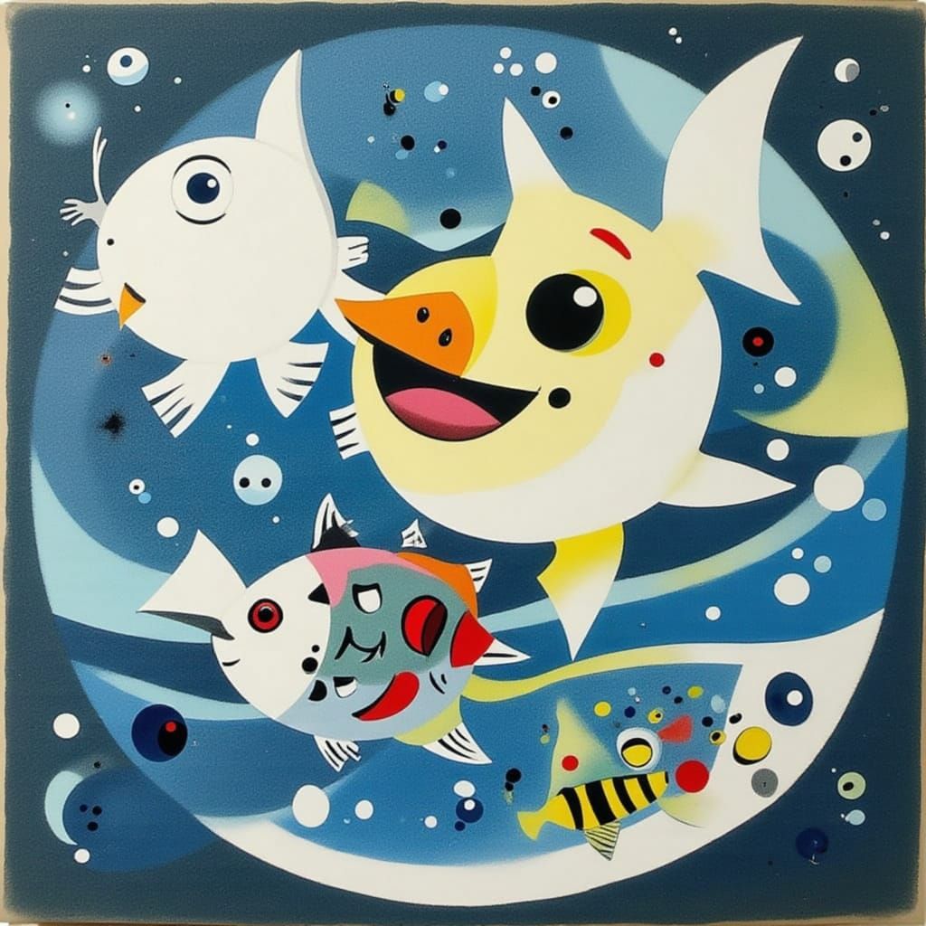 Abstract Aquatic Composition in Blue and Green