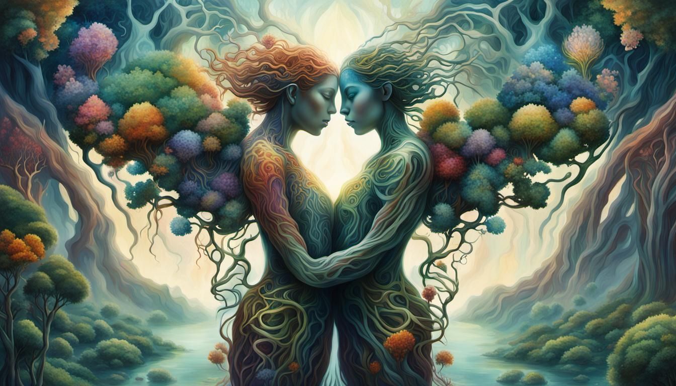 Intertwined Mindscapes: Ethereal Biomechanical Art