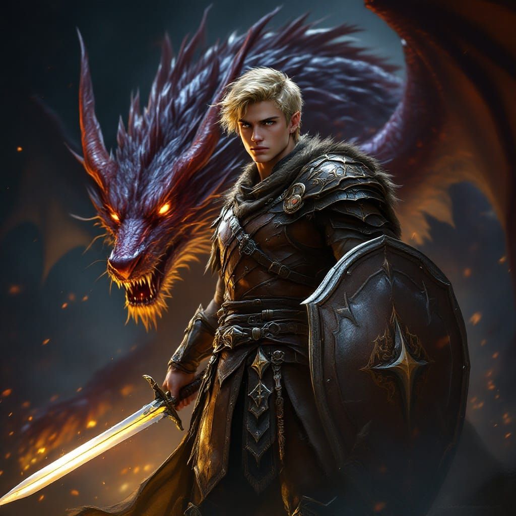 Elegant Warrior Stands Ready with Wolf Fang and Dragon Wing