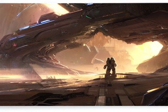 Lush Halo Ring Landscape: Sci-Fi Art
