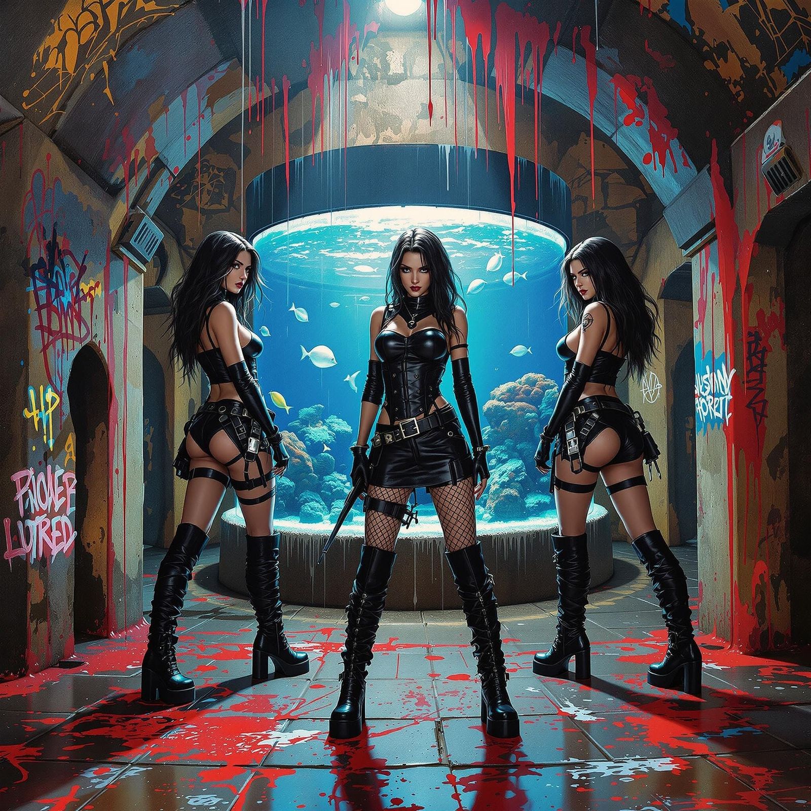 Surreal Prison Guards Encounter a Vast Aquarium in a Dungeon