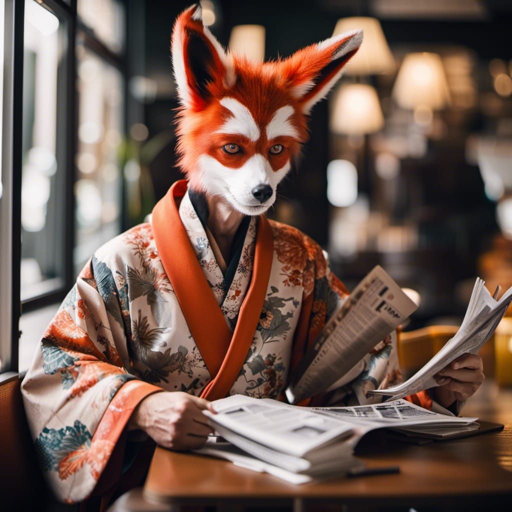 David Bowie as Kitsune Fox Man in Cafe