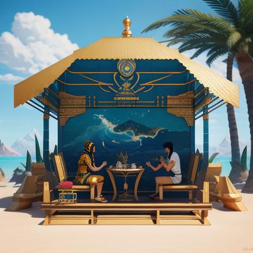 Egyptian Gods on Vacation in 3D Anime Art