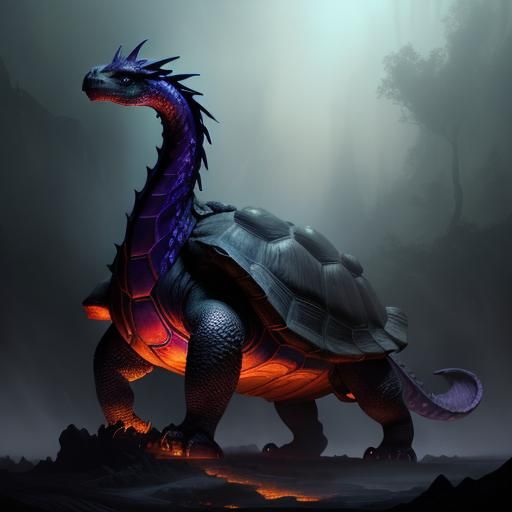 Dragon Tortoise in Dark Fantasy Style