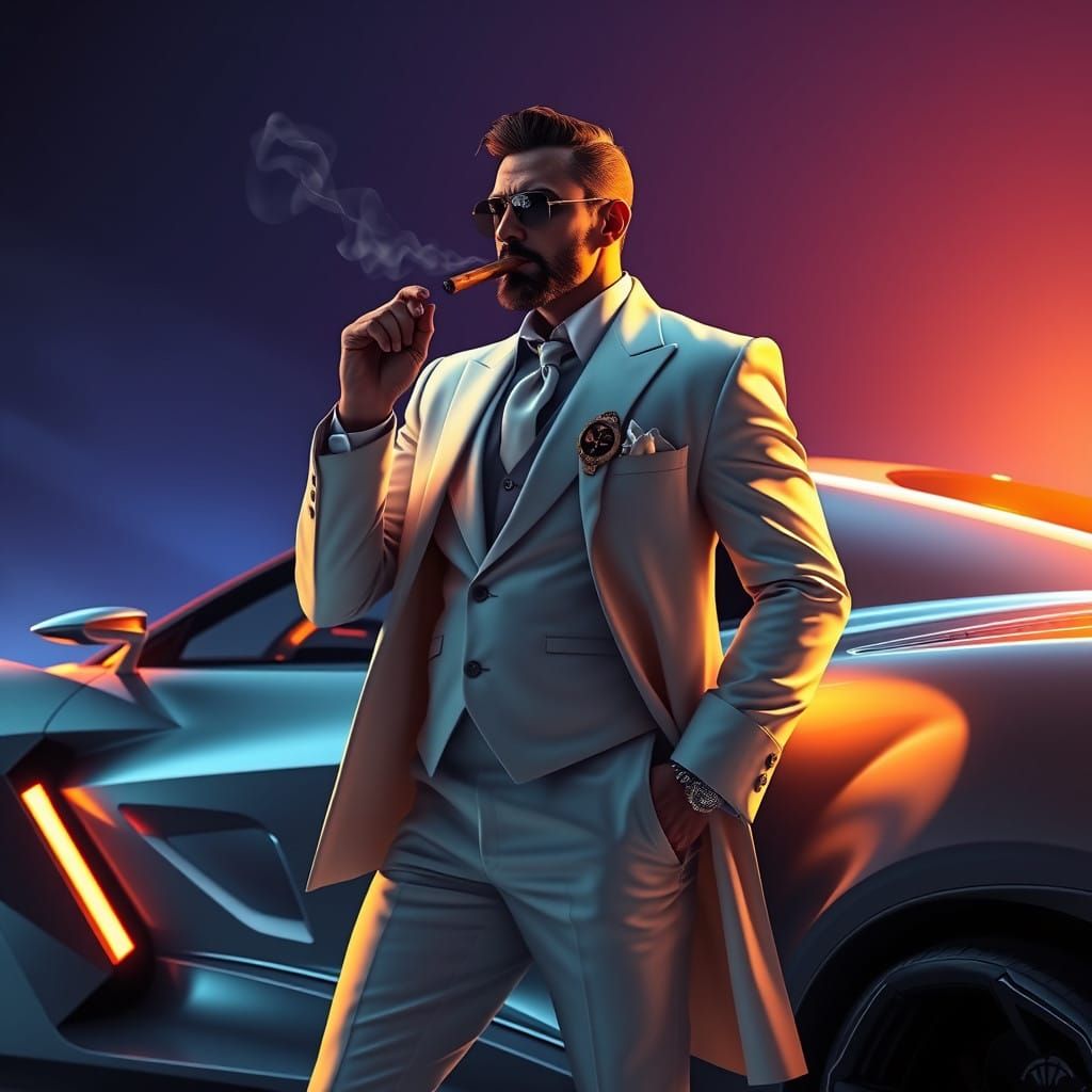 Futuristic Gentleman in a High-Tech World