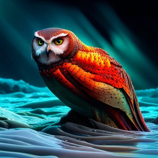 Warrior Rides Lava Waves with Owl: Underwater Photography