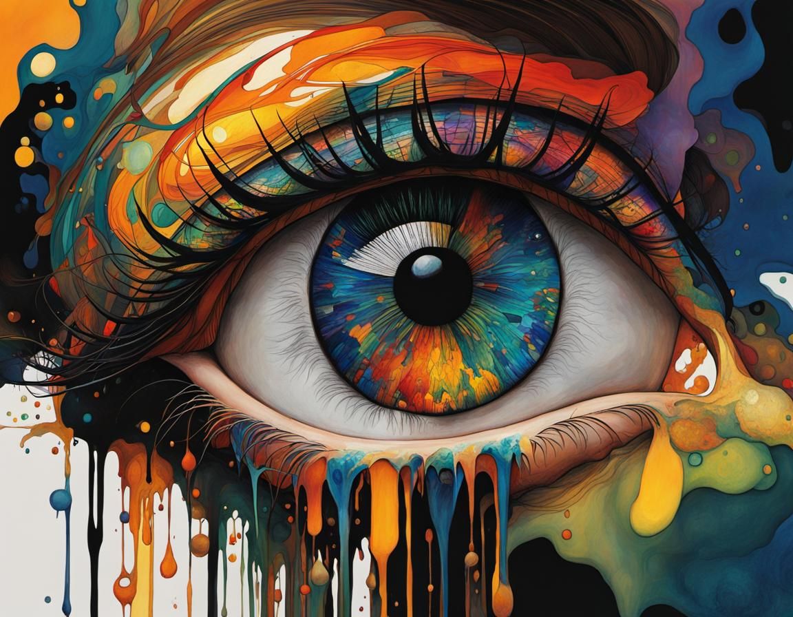 Abstract Eye Portrait in Organic Line Art Style