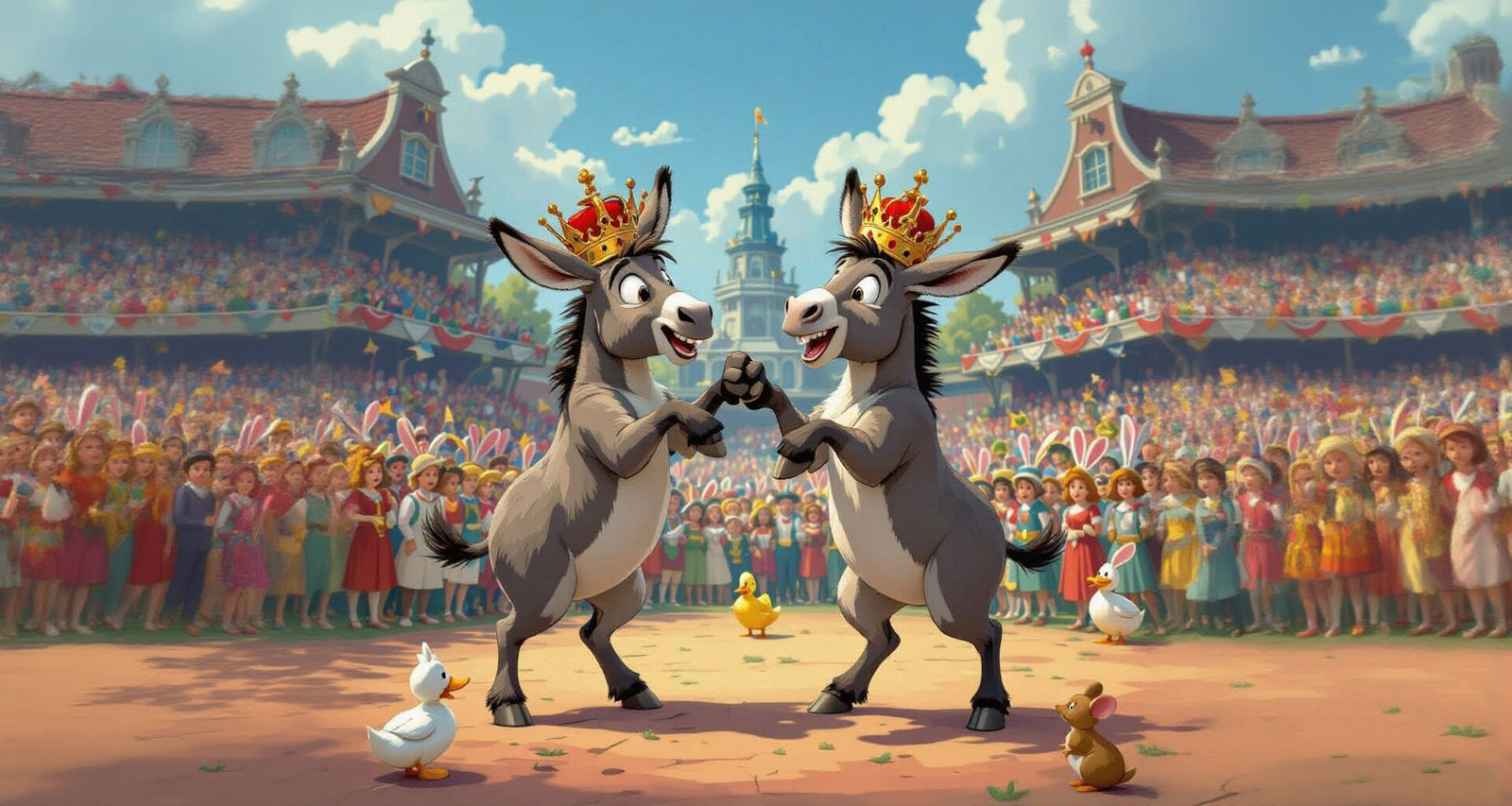 Donkey Fight at Amsterdam Stadium: Animated Tableau