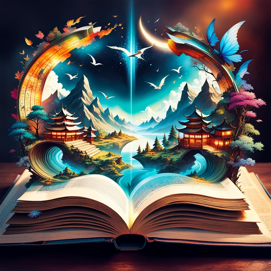 Fantasy World Emerges from Open Book