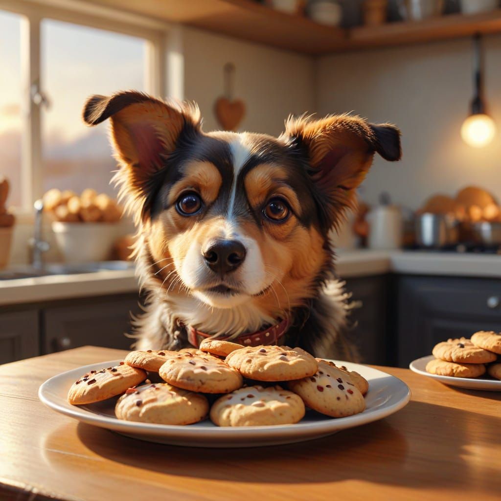 Dog Longing for Cookies: Whimsical Digital Painting