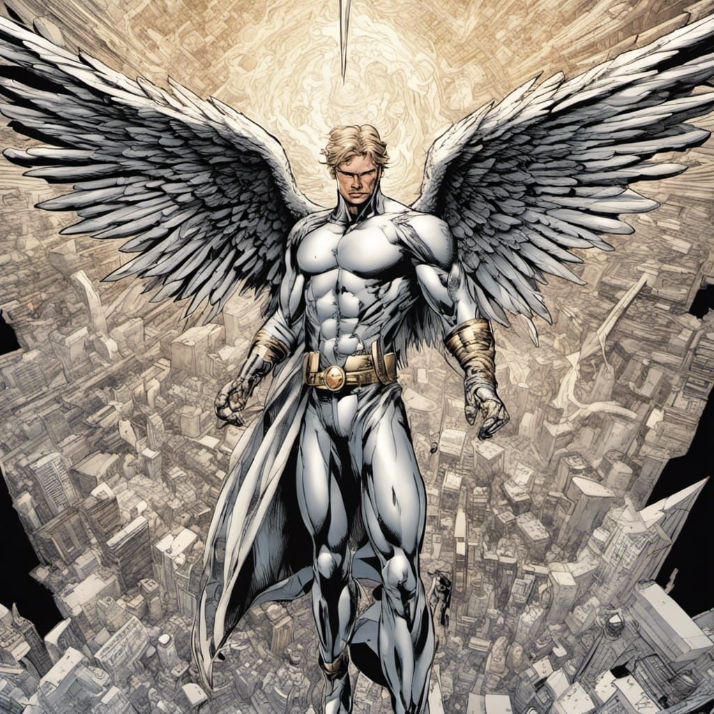 Angel with Intricate Wings: Comic Book Art